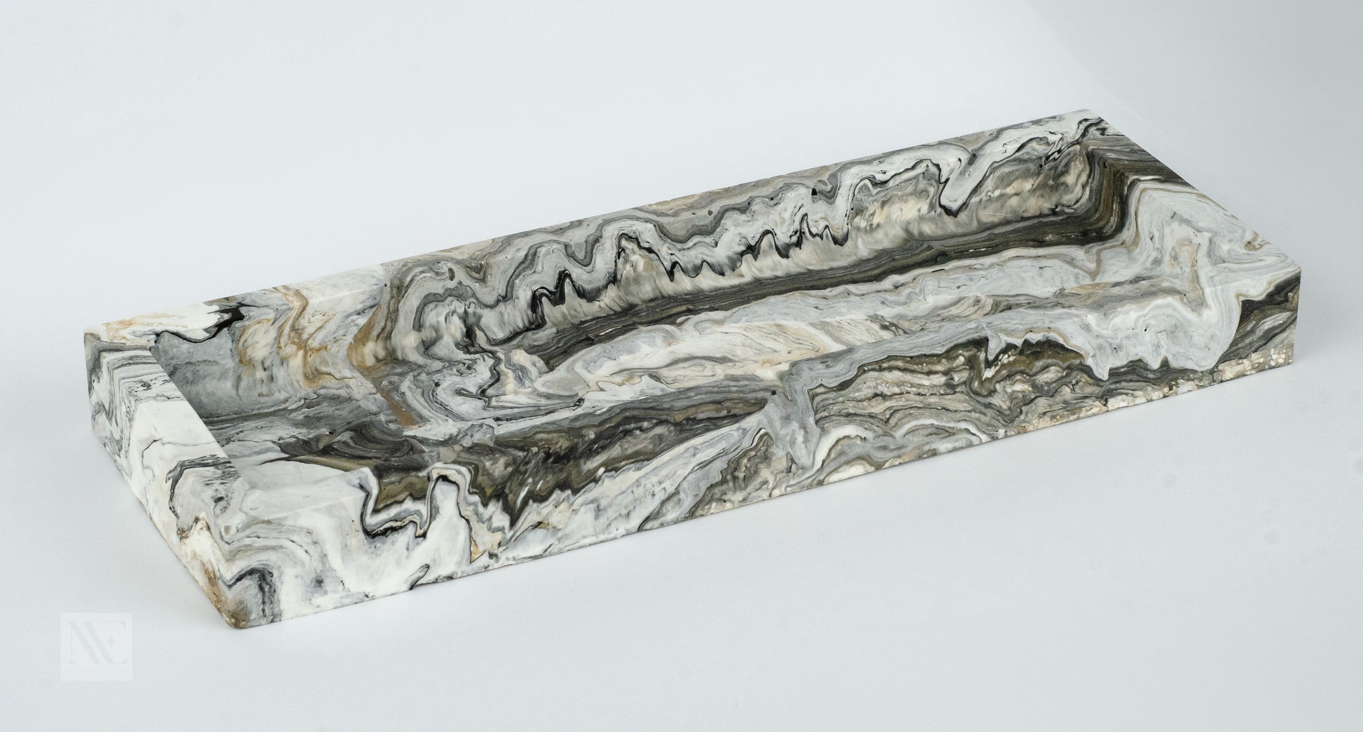Thea Grey Marbled Decorative Tray - New Elegance
