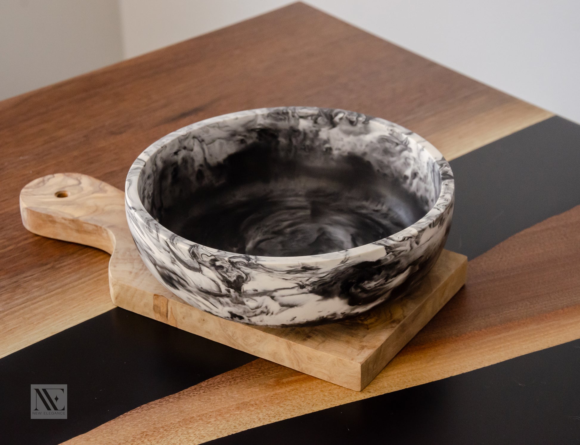 Mara Black Marbled Decorative Bowl - New Elegance